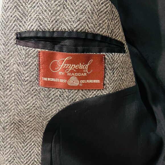 VTG Men’s Imperial By Haggar Wool Tweed Herringbone Blazer Jacket 38 R USA - Picture 8 of 16